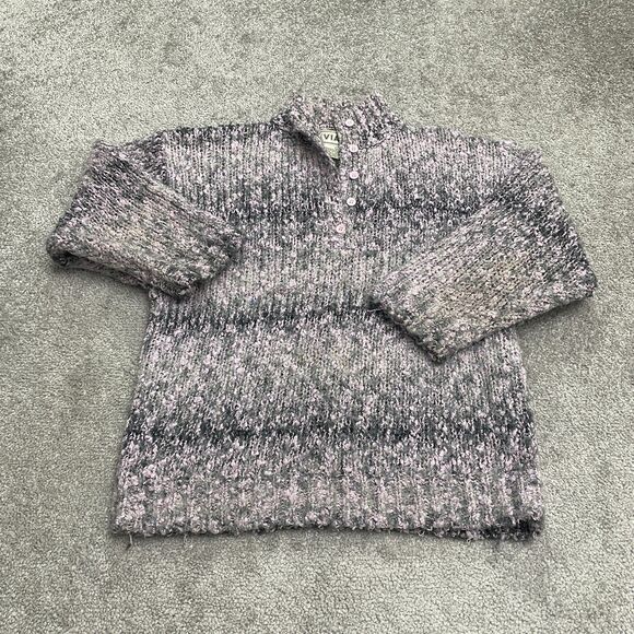 Evian Sweaters - Evian Vintage Chunky Knit Sweater Womens Large Pink 1/2 Button Up Mock Casual